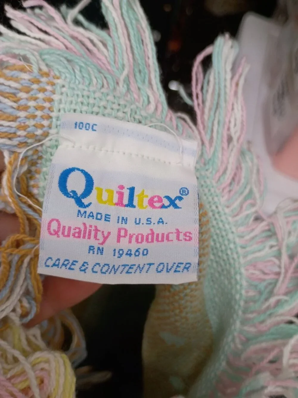 Beatrix Potter Quiltex Alphabet Baby Blanket Pastel Colors Fringe Edge 100% Cott